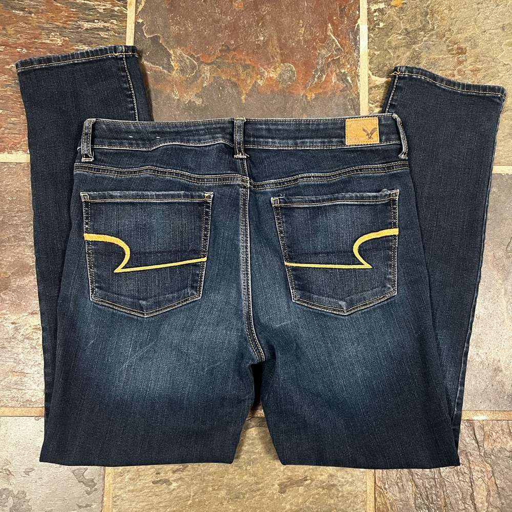 Women's Dark Blue Jeans with Yellow Stitching